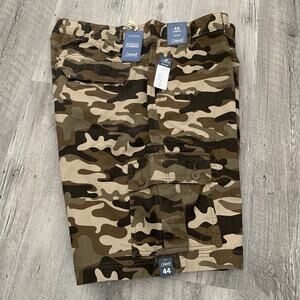 Roundtree & Yorke Casuals Cargo Shorts Mens 44 Brown Camo Cotton Washed Utility